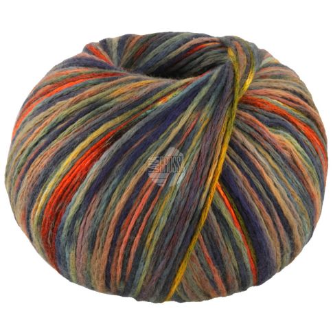 COTONELLA "Multi" - Pima cotton yarn - Olive/Charcoal/Green/Yellow/Orange Col. 107 - 100g Skein by Lana Grossa