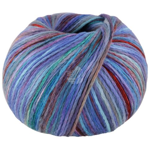 COTONELLA "Multi" - Pima cotton yarn - Blue/Teal/Red/Salmon Col. 108 - 100g Skein by Lana Grossa