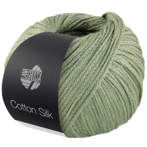 COTTON SILK mulberry silk tube yarn - Light Green Col. 15 -  50g Ball by Lana Grossa