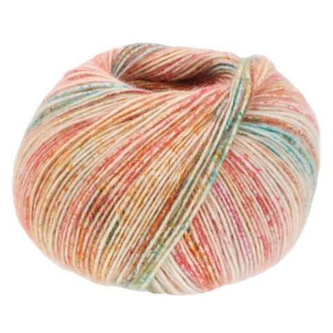 Ecopuno  - Print -  Light beige/Blue/Brick Red/Jade/Orange Col.604 - 50g Skein by Lana Grossa