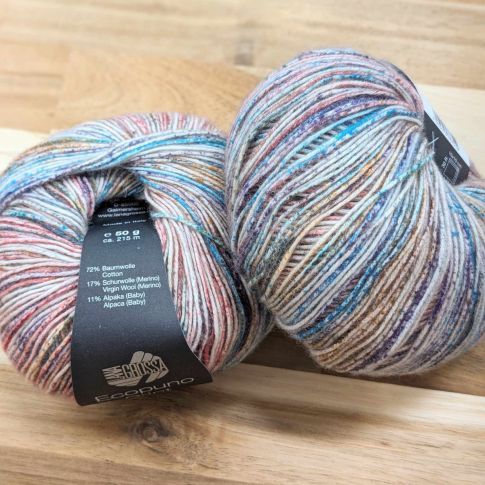 Ecopuno  Print - Purple/Teal/Pink Col.603 - 50g Skein by Lana Grossa