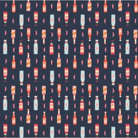 100% Cotton -  Flamin' Hot - Amazin Blazin Fabric by Cotton + Steel "Mini Market" Collection