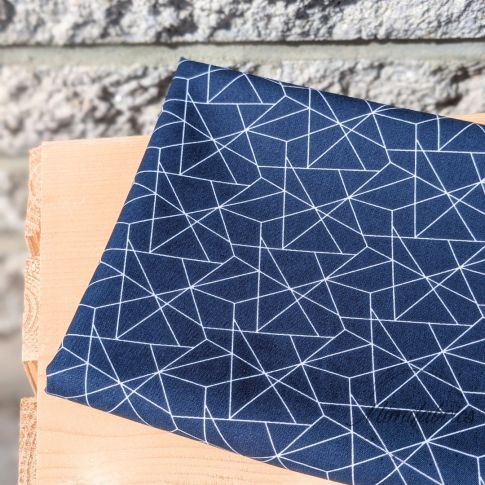 Cotton Poplin Geo Lines - Dark Blue Col. 12