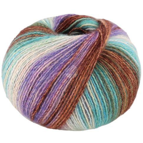 GIANNA cotton/merino/cashmere yarn - Violet/Teal/Brown Col. 01 -  50g Ball by Lana Grossa