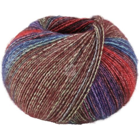GIANNA cotton/merino/cashmere yarn - Navy/Turquoise/Red Col. 07 -  50g Ball by Lana Grossa
