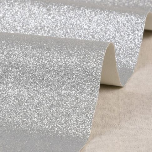 LUNA Real Glitter Vinyl -  Silver Col. 2 - 70cm x 50cm Pre Cut Panel