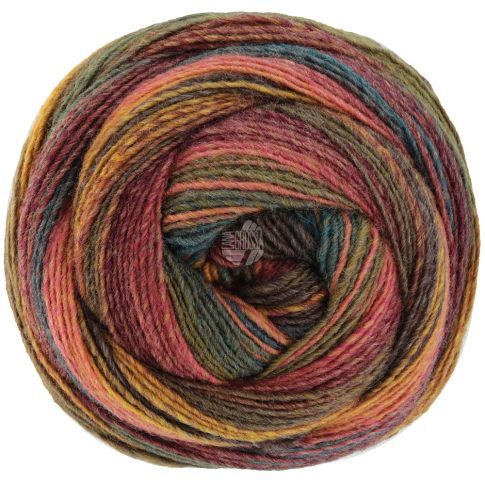 Gomitolo Arte - Single Ply Yarn with Gradient and Striped Effect - Yellow/Pink/Teal/Green Col. 1013 - 200g Skein by Lana Grossa