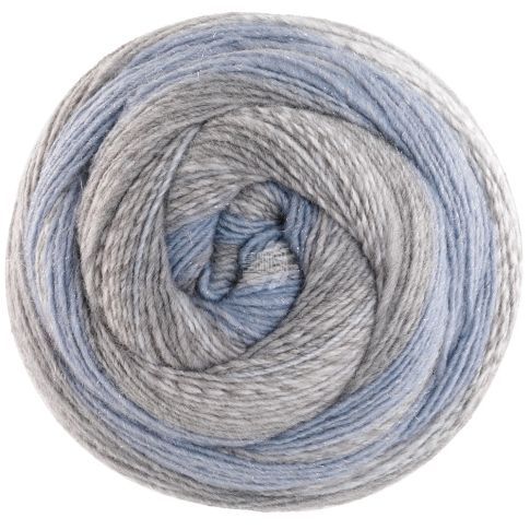 Gomitolo  Gala - Single ply yarn in variegated colors and a subtle Lurex effect - Light Grey/Silver/Medium Grey Col. 4021 - 200g Skein by Lana Grossa