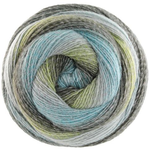 Gomitolo  Gala - Single ply yarn in variegated colors and a subtle Lurex effect - Mint/Greyblue/Green Col. 4022 - 200g Skein by Lana Grossa