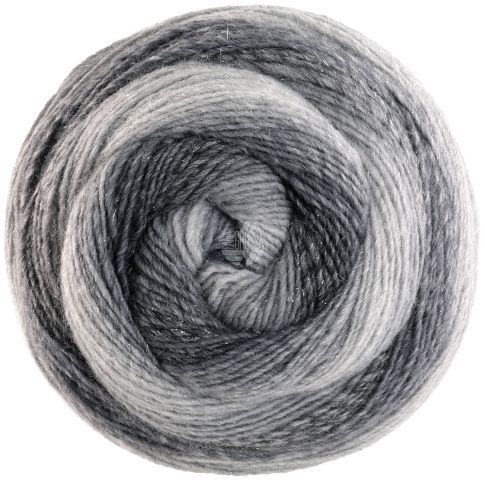 Gomitolo  Gala - Single ply yarn in variegated colors and a subtle Lurex effect - Light/Medium/Dark Grey Col. 4023 - 200g Skein by Lana Grossa