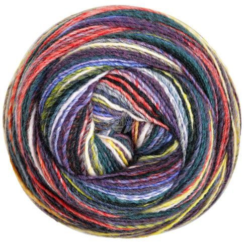 Gomitolo Pablo - Single Ply Yarn with Dégradé Effect - Blue/Purple/Coral/Red Col. 3012 - 200g Skein by Lana Grossa