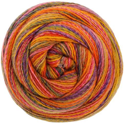 Gomitolo Pablo - Single Ply Yarn with Striped Effect - Orange/Yellow/Pink/Purple Col. 3016 - 200g Skein by Lana Grossa