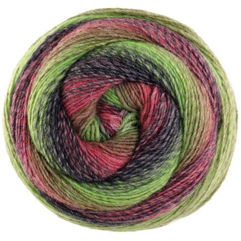 Gomitolo Versione - Single Ply Yarn with Gradient Effect - DFuchia/Burgundy/Olive/Green/Dark Grey Col. 449 - 200g Skein by Lana Grossa
