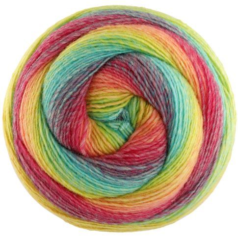 Gomitolo Versione - Single Ply Yarn with Gradient Effect - Rapsberry/Orange/Yellow/Lime/Turquoise Col. 450 - 200g Skein by Lana Grossa