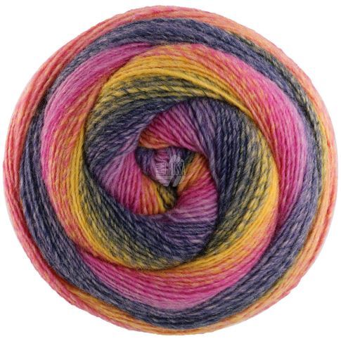 Gomitolo Versione - Single Ply Yarn with Gradient Effect - Orange/Yellow/Olive/Dark Grey/Purple/Pink Col. 451 - 200g Skein by Lana Grossa