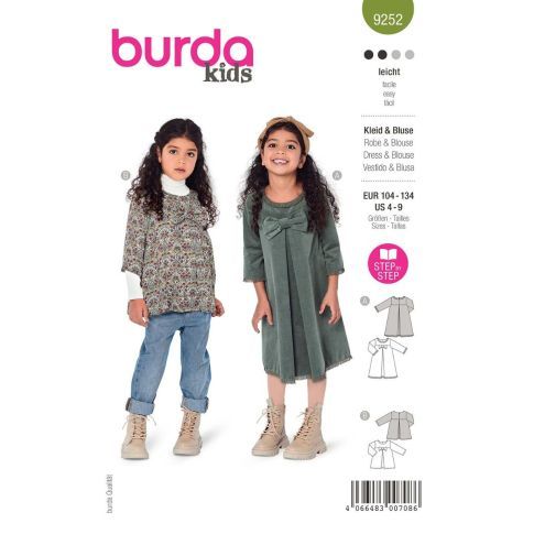 BURDA - 9252 -  Kids' Blouse and Dress with Ribbon