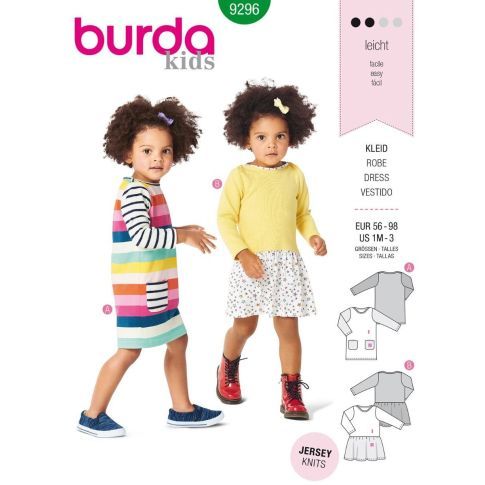 BURDA - 9296 -  Kids' Shirtdress and Gathered Skirt