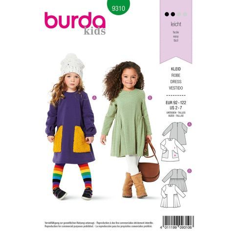 BURDA - 9310 -  Kids' Knit Dress