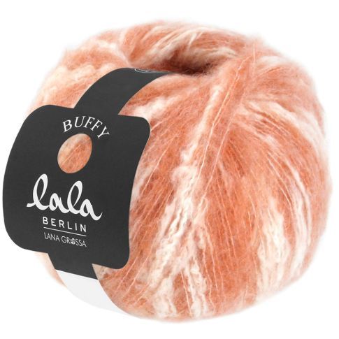 Lala Berlin Buffy - Baby Alpaca / Cotton - Salmon /  Off White - 50g Skein by Lana Grossa