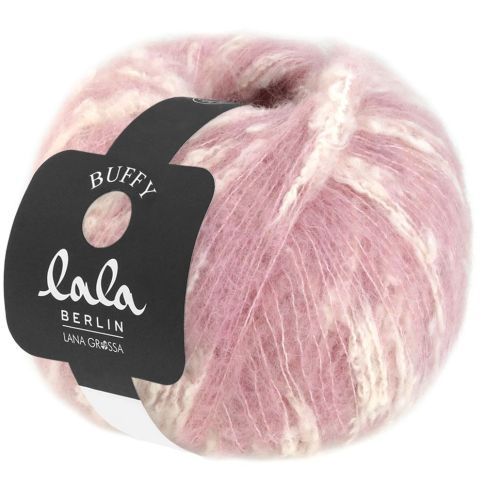 Lala Berlin Buffy - Baby Alpaca / Cotton - Rose/ Off White col.002 - 50g Skein by Lana Grossa