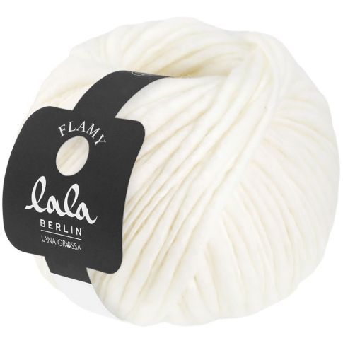 Lala Berlin Flamy - Merino Wool Natural White Col. 001 - 100g Skein by Lana Grossa
