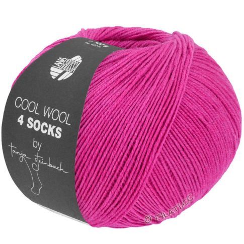 Cool Wool 4 Socks Solid - Fuchsia Col. 7718 - 100g Skein 4ply Merino Sock Yarn by Lana Grossa