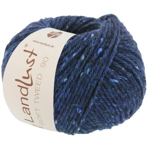 Landlust Soft Tweed 90 - Virgin Merino Wool Yarn - Dark Blue Col. 14 - 50g Skein by Lana Grossa