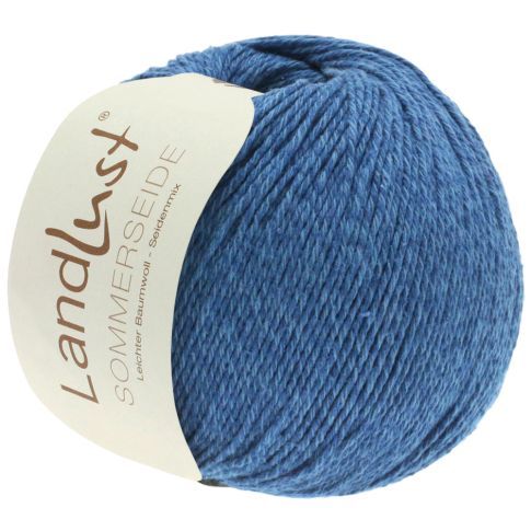 LANDLUST SOMMERSEIDE -Silk/Cotton Yarn - Marine Blue Col. 07 - 50g Skein by Lana Grossa