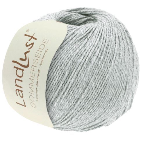 LANDLUST SOMMERSEIDE -Silk/Cotton Yarn - Ice Grey Col. 26 - 50g Skein by Lana Grossa