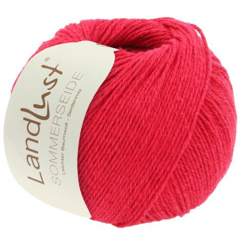 LANDLUST SOMMERSEIDE -Silk/Cotton Yarn - Fire Red Col. 46 - 50g Skein by Lana Grossa