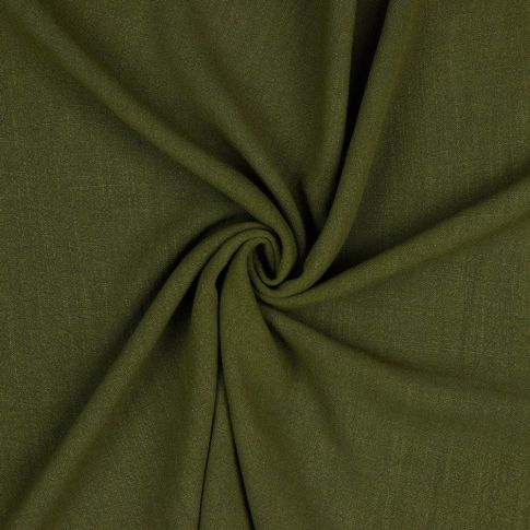 BOLT END - 140 CM - Linen Viscose Blend Textured Woven - Army Green col.22