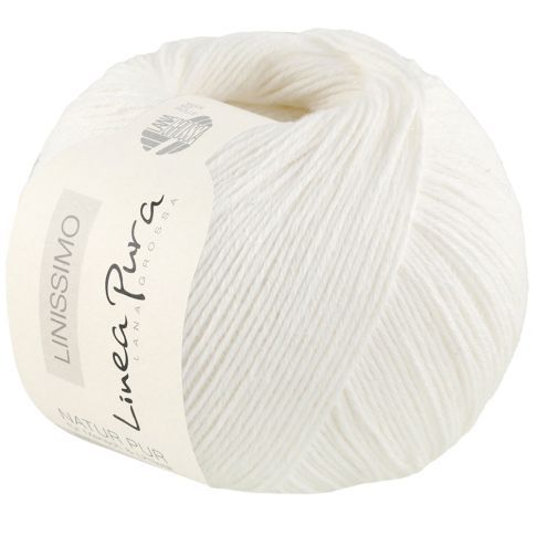 LINISSMO - Linen/Cotton Yarn - White Col. 01 - 50g Skein by Lana Grossa