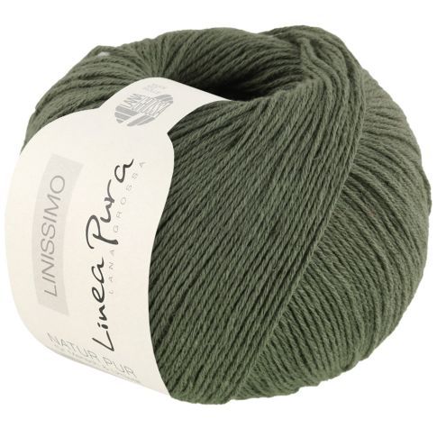 LINISSMO - Linen/Cotton Yarn - Dark Green Col. 10 - 50g Skein by Lana Grossa