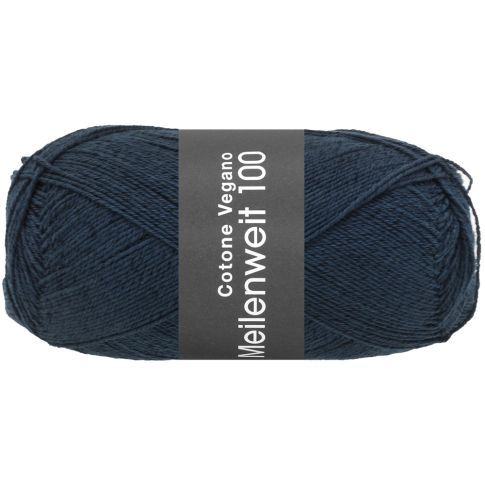 MEILENWEIT COTONE VEGANO - Cotton Blend Sock Yarn - Night Blue Col.011 - 100g Skein  by Lana Grossa