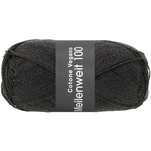 MEILENWEIT COTONE VEGANO - Cotton Blend Sock Yarn - Black Col.012 - 100g Skein  by Lana Grossa