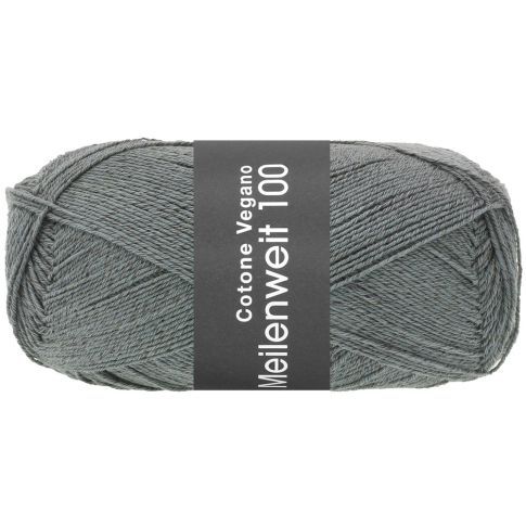 MEILENWEIT COTONE VEGANO - Cotton Blend Sock Yarn - Dark Grey Col.013 - 100g Skein  by Lana Grossa