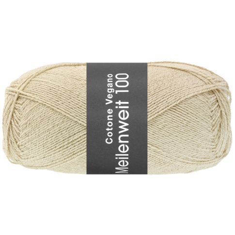 MEILENWEIT COTONE VEGANO - Cotton Blend Sock Yarn - Beige Col.015 - 100g Skein  by Lana Grossa
