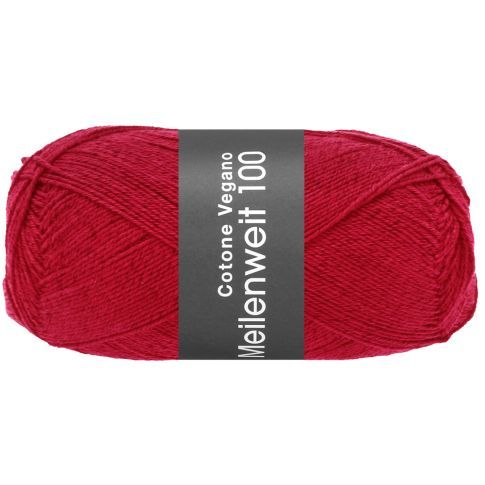 MEILENWEIT COTONE VEGANO - Cotton Blend Sock Yarn - Bright Red Col.019 - 100g Skein  by Lana Grossa