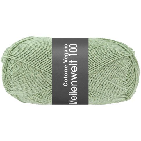 MEILENWEIT COTONE VEGANO - Cotton Blend Sock Yarn - Mint Green Col.021 - 100g Skein  by Lana Grossa