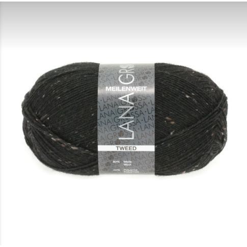 Meilenweit 4-ply Tweed - Virgin Wool/Polyamide- Black col.126 -100g Skein by Lana Grossa