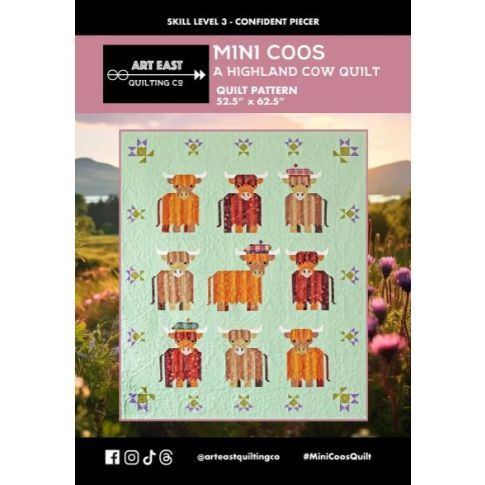 Mini Coos - A Highland Cow Quilt Pattern by Art East Quilting Co. - Printed Version