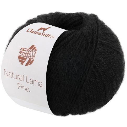 NATURAL LAMA FINE 50g Skein Color. 108 Black - LANA GROSSA