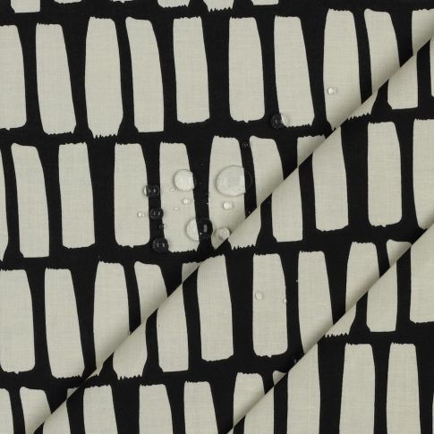 Coated Cotton - Vertical Dashes in Black and White