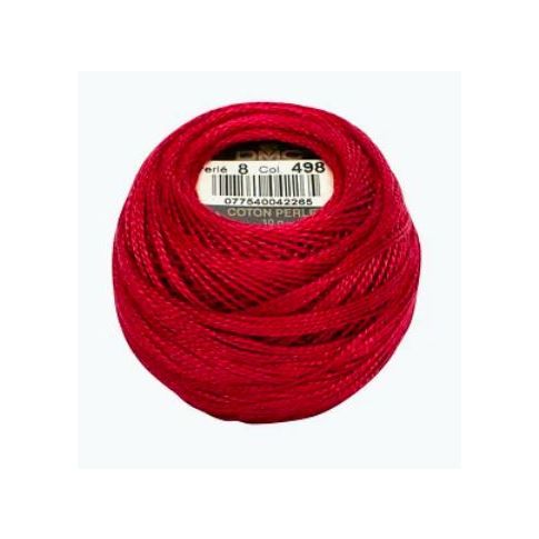Perle Cotton Ball Size 8 -  Color 498 Red Kiss DMC France (approx. 80m)
