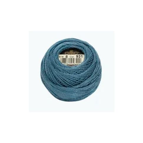 Perle Cotton Ball Size 8 -  Color 931 Blue Grey DMC France (approx. 80m)
