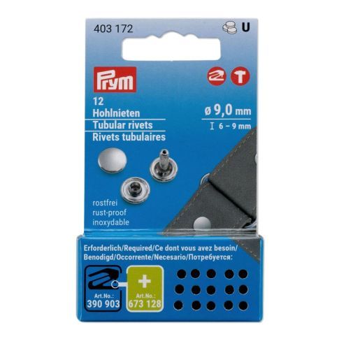 Prym - Double Cap Rivet  9.0mm dia (6-9mm Post) - Compatible with Vario Hand Press (390903)