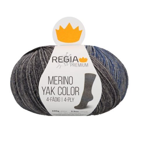 REGIA 4-Ply PREMIUM Merino Yak Color 100g -  Stormy Sky col.8516