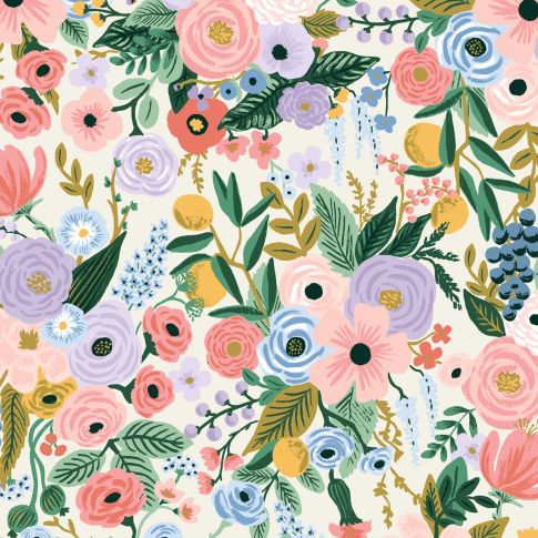 English rose delphine by rifle paper on cotton fabric