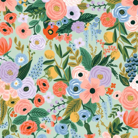 English rose delphine by rifle paper on cotton fabric