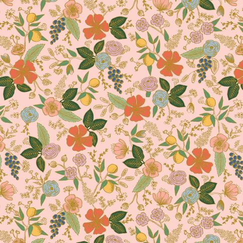 English rose delphine by rifle paper on cotton fabric